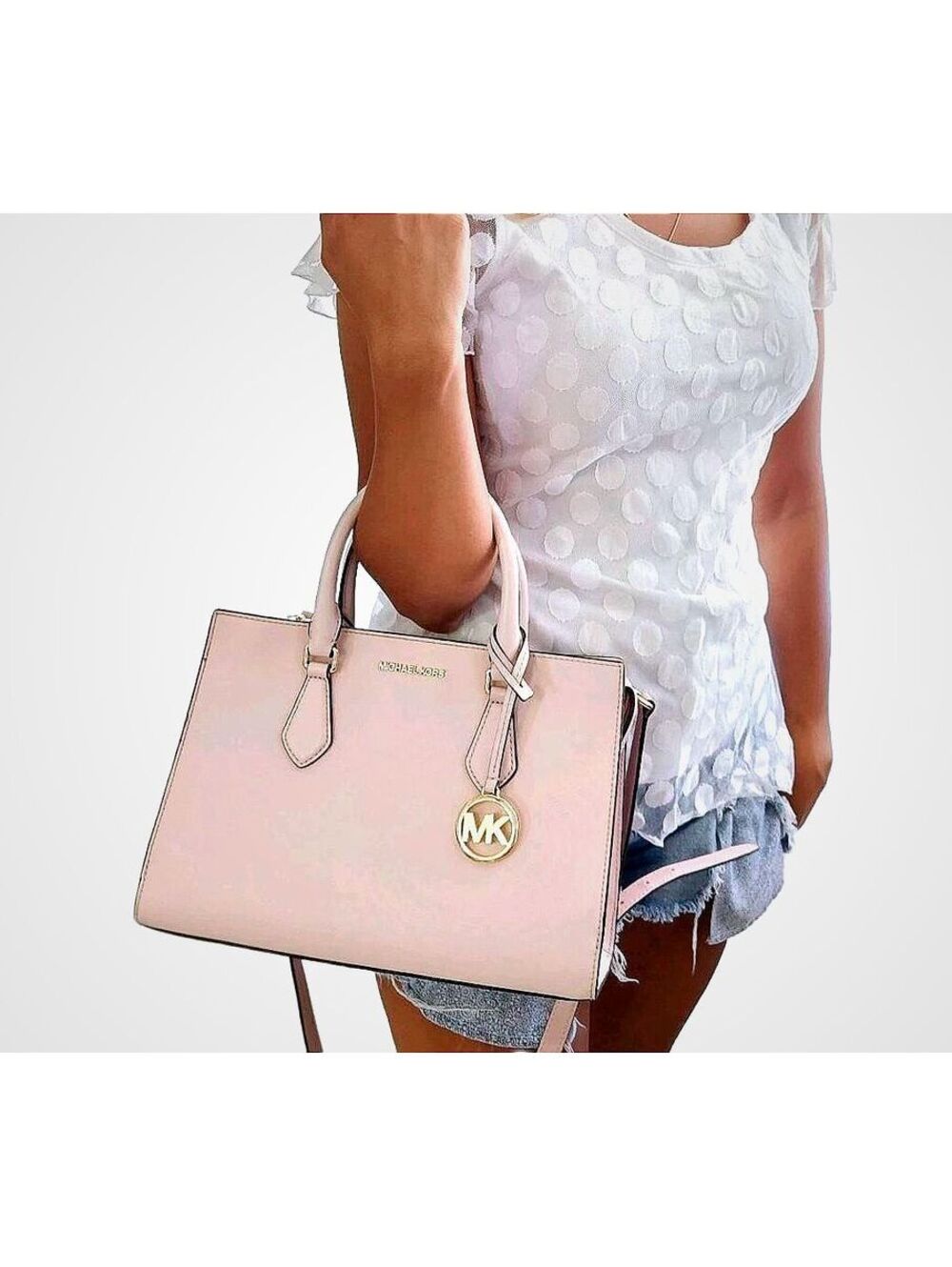 Michael Kors Medium Satchel Crossbody Purse In Powder Blush MINT